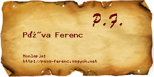 Páva Ferenc névjegykártya